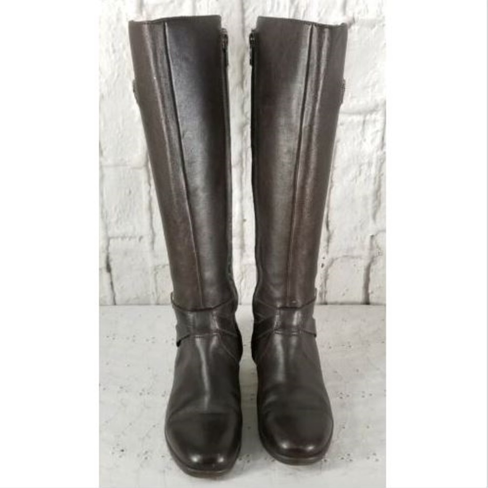 UGG Brown Leather Beryl Riding Boots Sz 5.5 - Picture 3 of 10